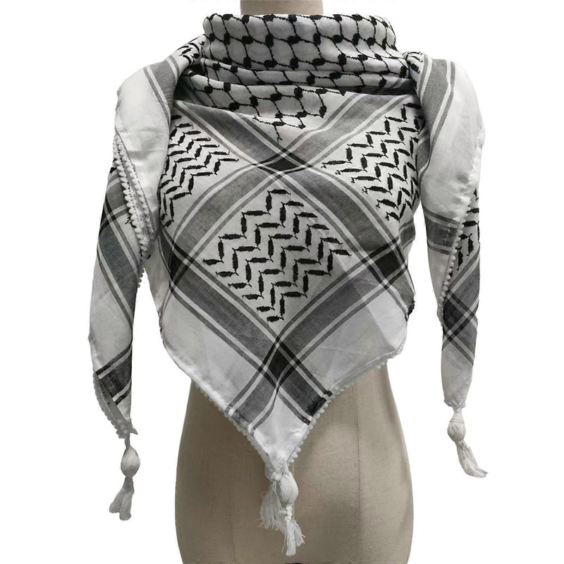Traditional Arafat Scarf with Fringed Men and Women Shawl Desert Scarf Classical Shemagh Headscarf Arabian Head Covering  Black and white ball | Fruugo SG