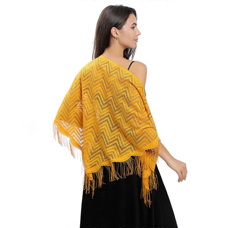Triangle Scarfs for Hot Summer Triangle Shawl with Tassels Decor for Ladies Mother Wedding Party Sunproof Supplies  Yellow | Fruugo SG