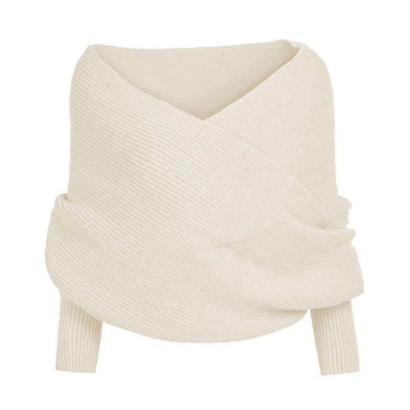 Women Knitted Sweater Tops Scarf With Sleeve Wrap Winter Warm Shawl Scarves | Fruugo SG