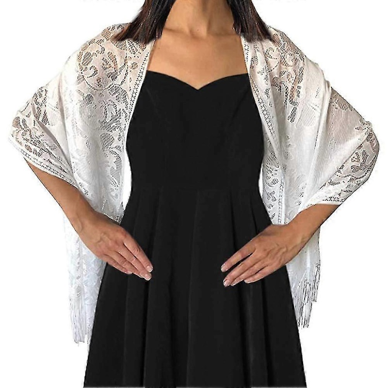 Women’s Floral Lace Scarf Shawl With Tassels, Soft Mesh Fringe Wraps For Wedding Evening Party Dresses-Good | Fruugo SG