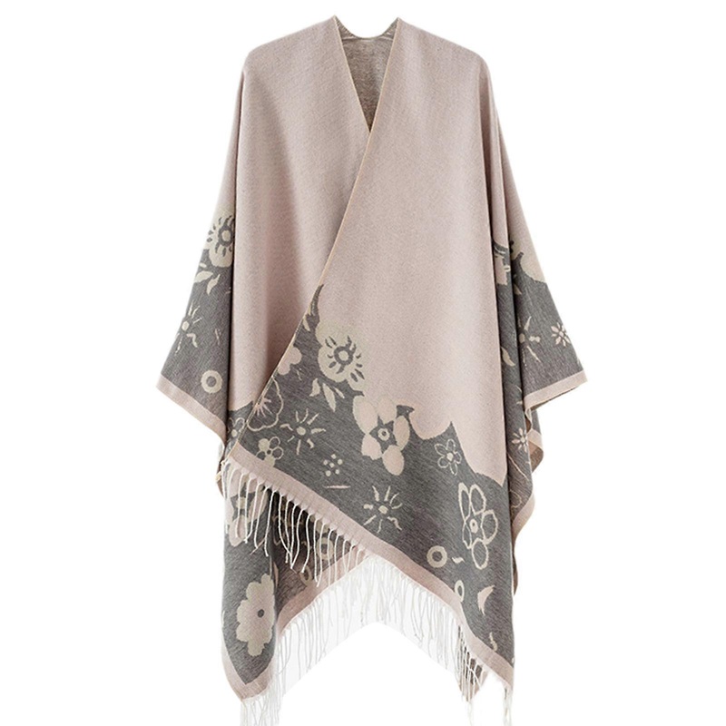 Women’s Shawl Wrap Ponchos Capes Vintage Flower Pattern Fringe Tassels Cardigan Sweater Open Front for Fall and Winter  Pink | Fruugo SG