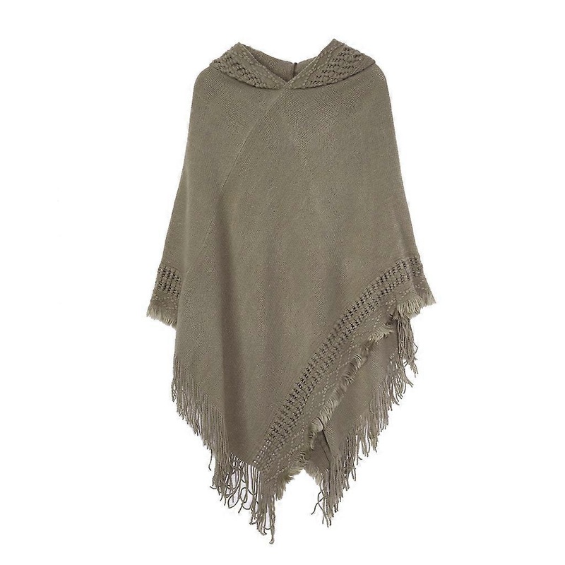 Women Winter Knitted Hooded Poncho Cape Solid Color Crochet Fringed Tassel Shawl Wrap Oversized Pullover Cloak Sweater  LKH | Fruugo SG
