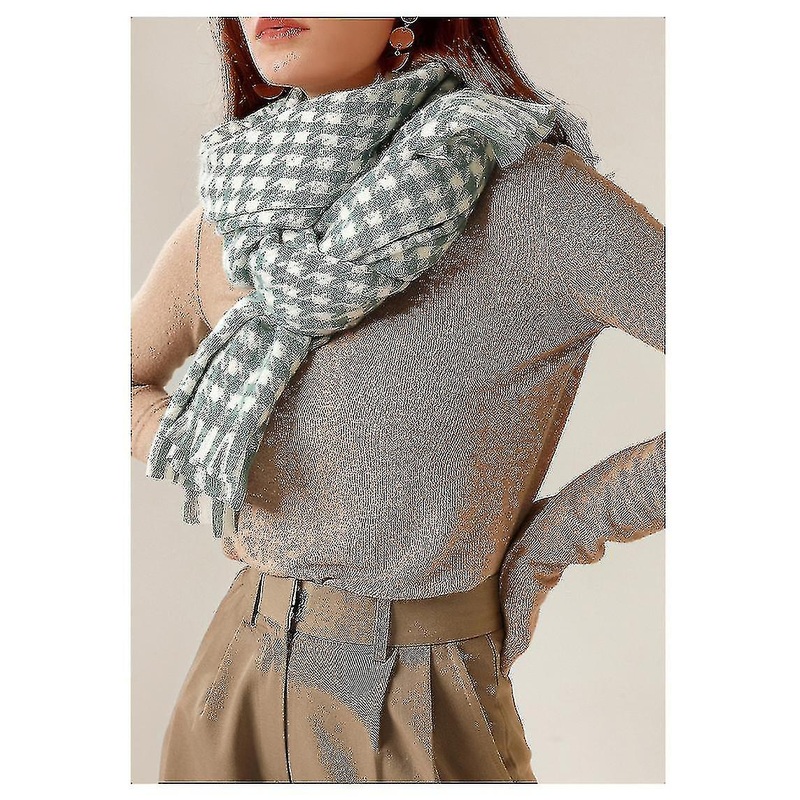 Women Winter Plaid Cashmere Scarf Houndstooth Scarf | Fruugo SG