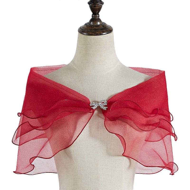 Comfortable Bridal Wrap Shoulder Shawl Ruffle Cover Up for Weddings and Photoshoots Lightweight Breathable Fabric  Burgundy | Fruugo SG