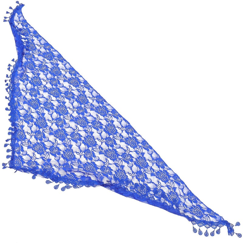 Fringe Scarves Lace Shawl Triangle Hair Scarf Dark Blue 150X50CM Sun Protection Decoration 1Set | Fruugo SG