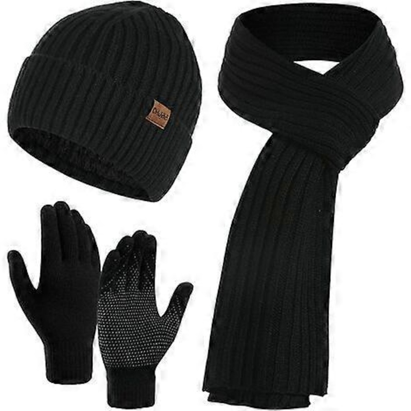 Hat Gloves Scarf Set – Black | Fruugo SG