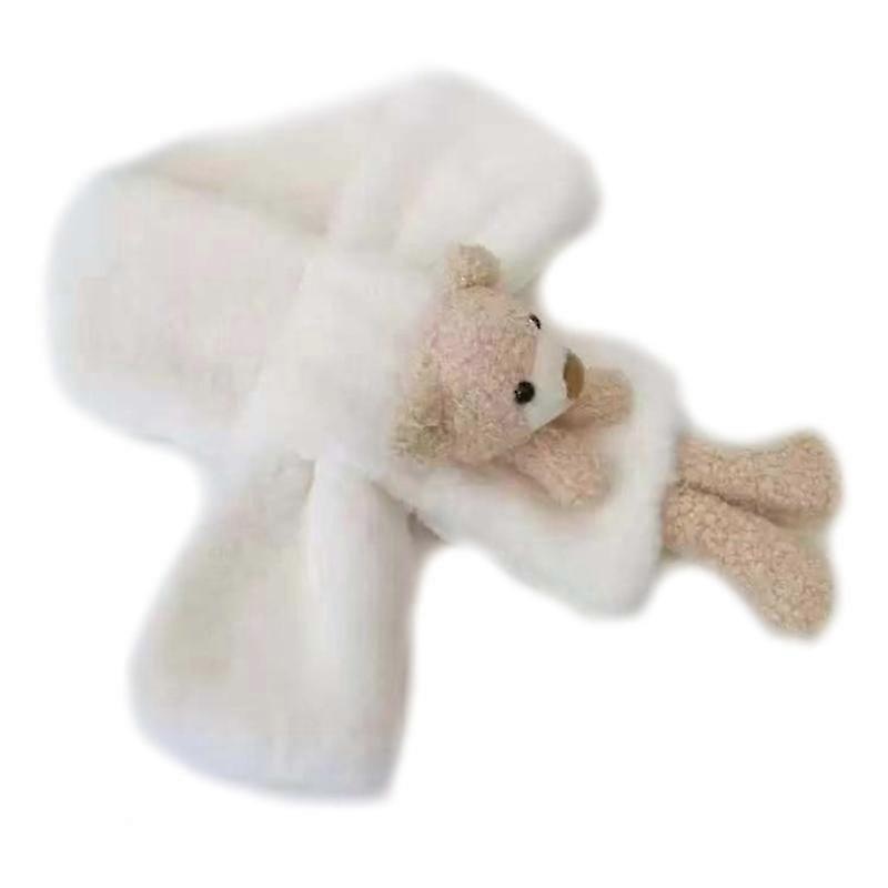 Kids Faux Fur Scarf Fluffy Furry Bear Scarf Cute Neck Warmer Winter Wrap | Fruugo SG