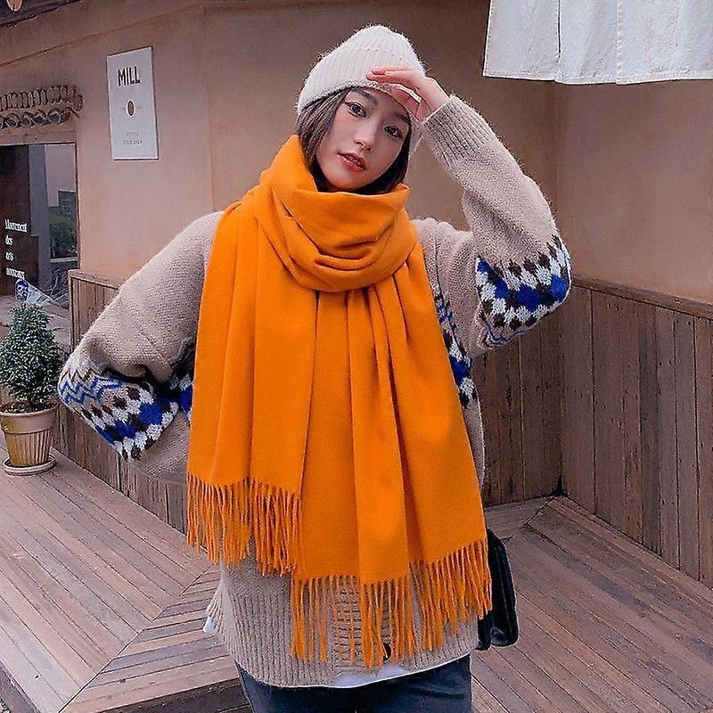 Large Soft Cashmere Feel Cashmere Shawl Wrap Lightweight Scarf (orange) | Fruugo SG