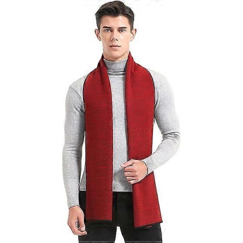 Mens Winter Scarf Fashion Formal Soft Scarves Classic Plaid Solid Color Cashmere Scarf for Men LT01 | Fruugo SG