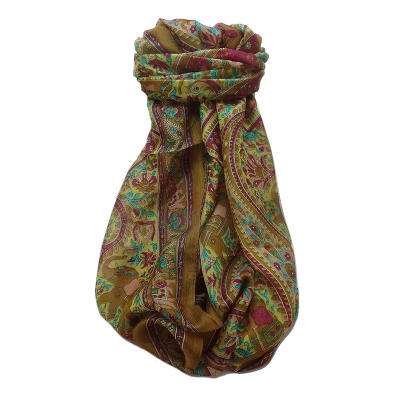 Mulberry Silk Traditional Long Scarf  Kriti Chestnut by Pashmina & Silk | Fruugo SG