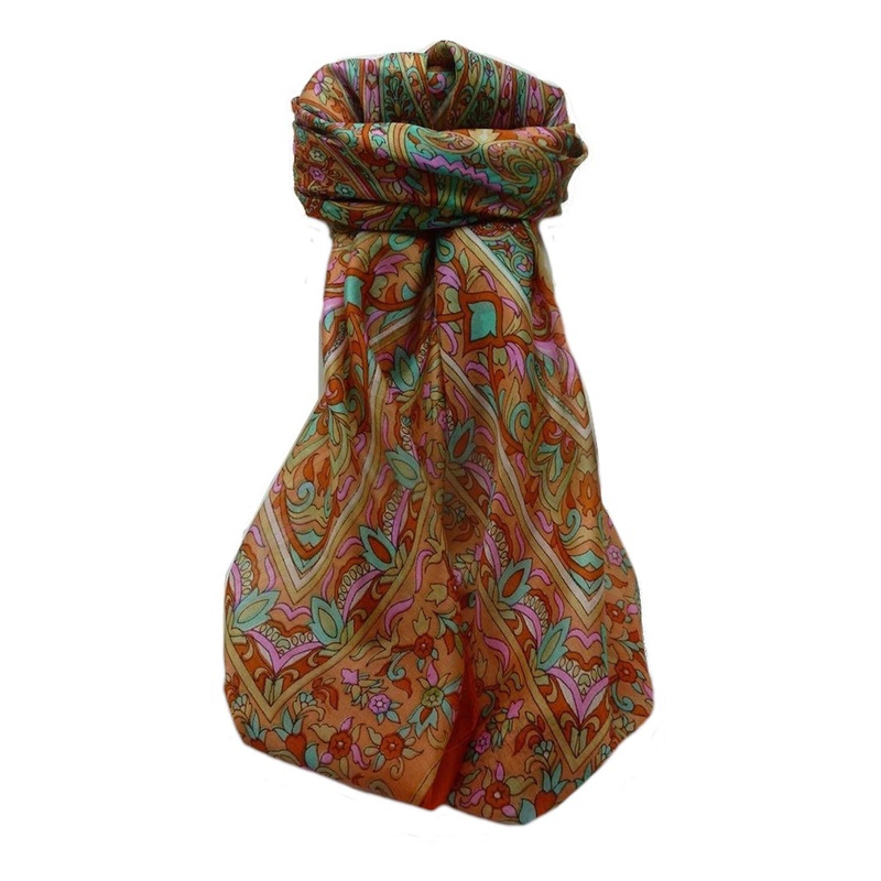 Mulberry Silk Traditional Square Scarf Geetha Marigold by Pashmina & Silk | Fruugo SG