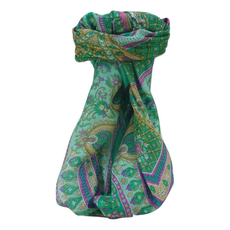 Mulberry Silk Traditional Square Scarf Vikash Emerald by Pashmina & Silk | Fruugo SG