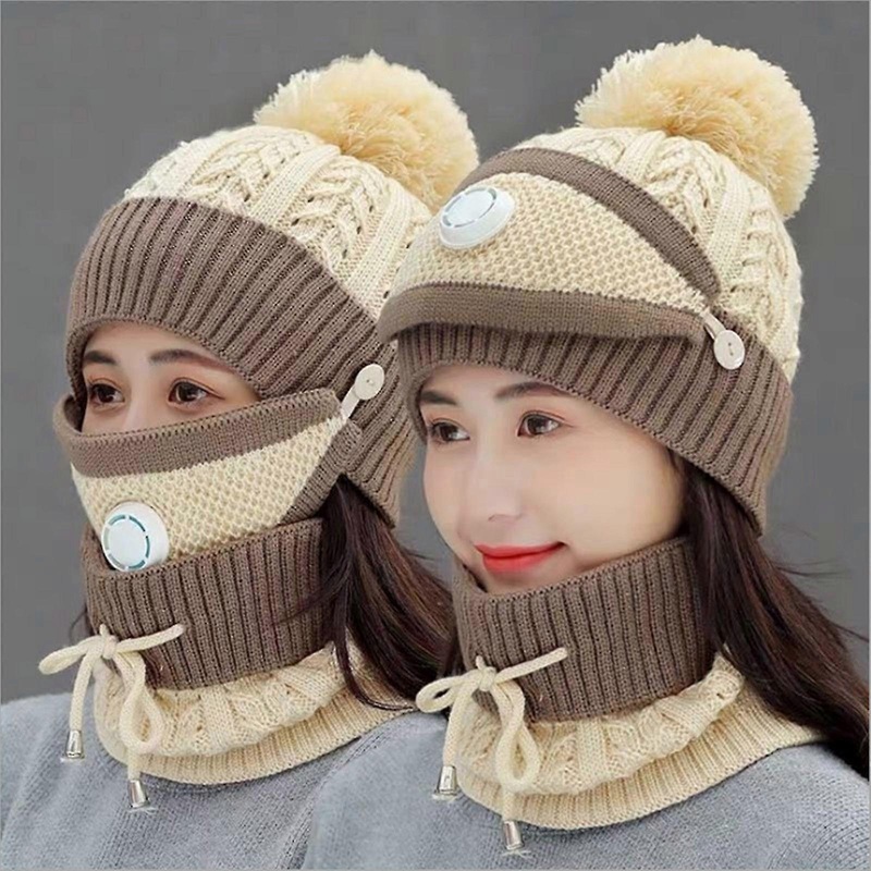 Smart Usb Charging Winter Warm Neck Guard Head Guard Knitted Heating Hat Scarf Mask Three-piece Suit | Fruugo SG
