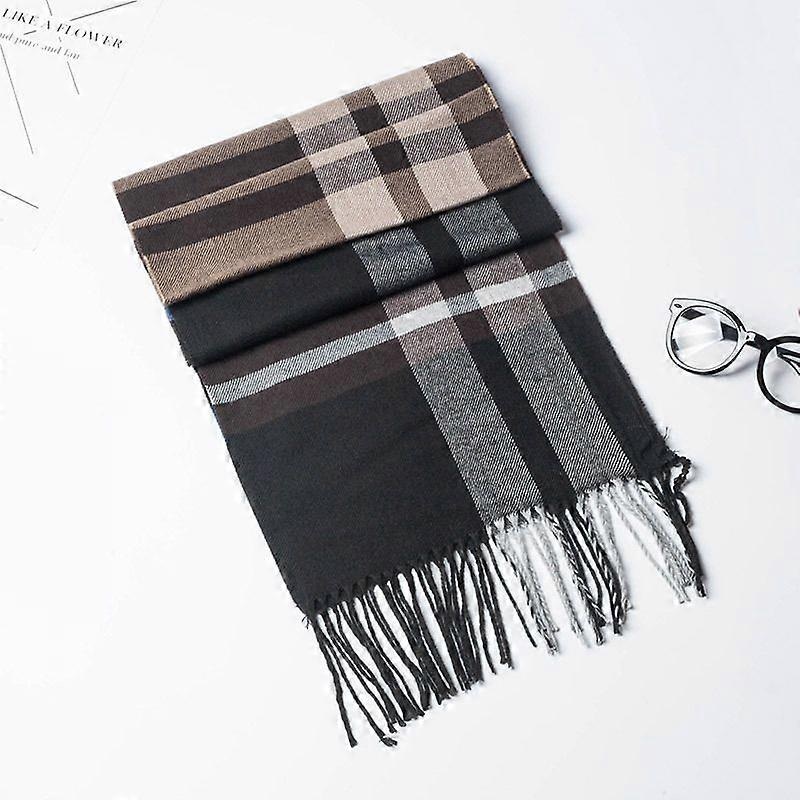 Super soft classic literary plaid imitation cashmere feel winter scarf thickened and warm all-match (159 gray) | Fruugo SG