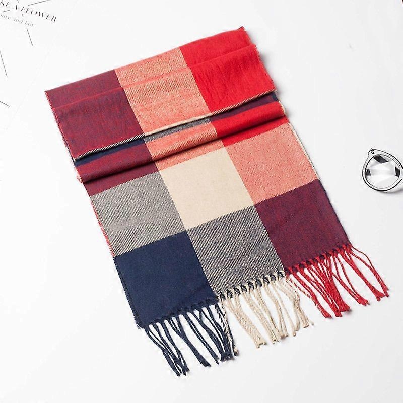 Super soft classic literary plaid imitation cashmere feel winter scarf thickened and warm all-match (No. 7) | Fruugo SG