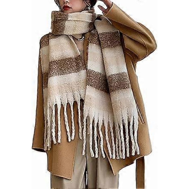Winter Women Warm Scarf Long Shawl Large Scarves Cold Weather Thicker Blanket Wrap Colour Plaid Stripe LT01 | Fruugo SG