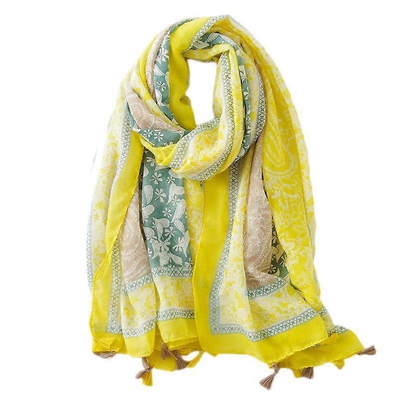 Women’s Boho Scarf Lightweight Floral Print Scarf Fall/Winter Fashion Fringe Scarf Shawl,Birthday Gift,Christmas Gift-SL2004-051 Yellow | Fruugo SG