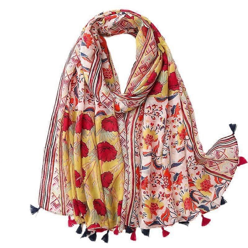 Women’s Boho Scarf Lightweight Floral Print Scarf Fall/Winter Fashion Fringe Scarf Shawl,Birthday Gift,Christmas Gift-SL2008-005 Yellow | Fruugo SG