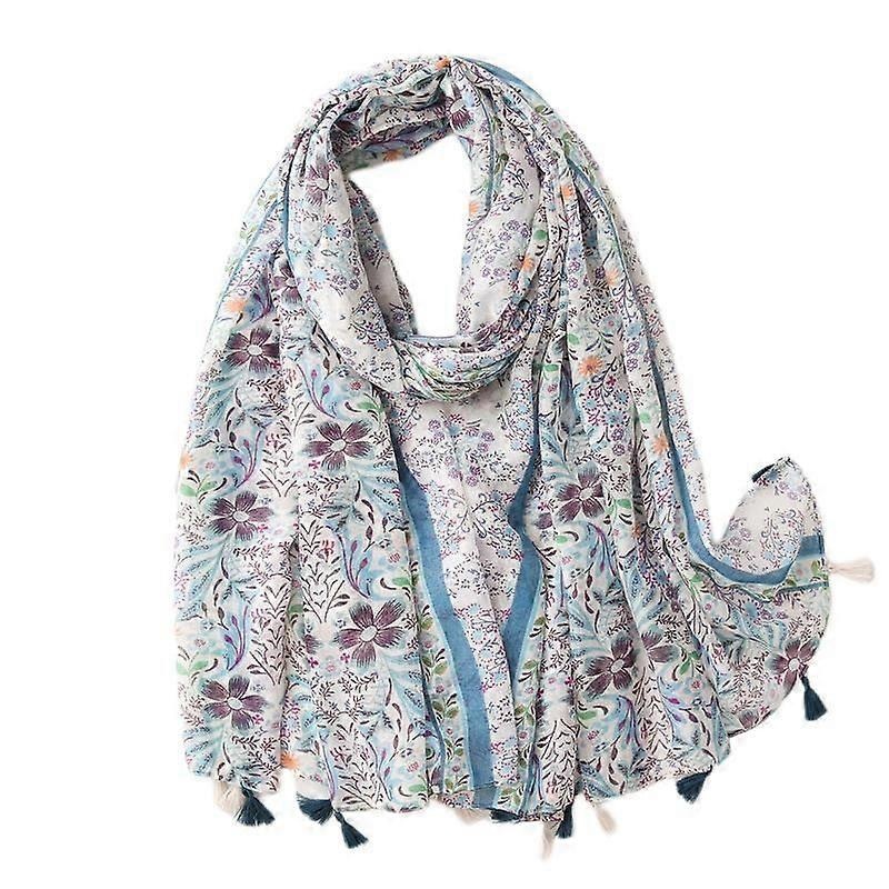 Women’s Boho Scarf Lightweight Floral Print Scarf Fall/Winter Fashion Fringe Scarf Shawl,Birthday Gift,Christmas Gift-SL2009-018 Blue | Fruugo SG