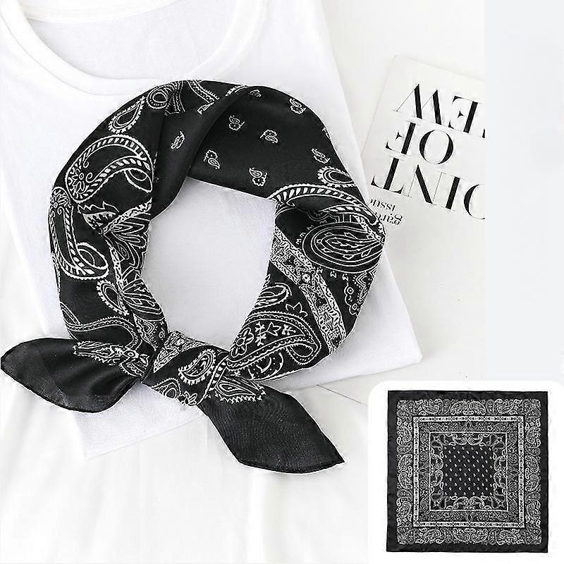 Women’s Silk Touch Scarf Medium Square Satin Bandana Gift For Girlfriend,Black | Fruugo SG