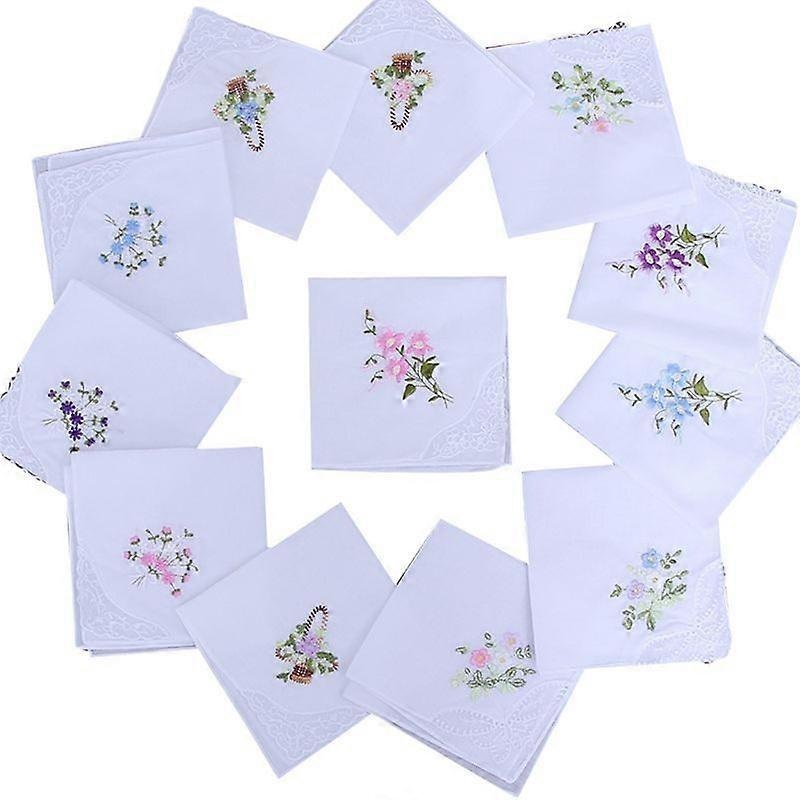 5Pcs Womens Cotton Handkerchiefs Floral Embroidered Butterfly Lace Pocket Hanky | Fruugo SG