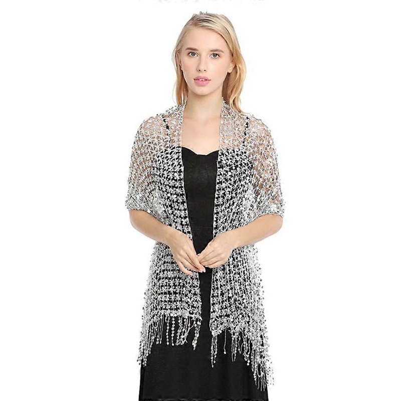 Bride Tassels Trim Shawl for Summer Wedding Lace Scarf with Shinning Sequins | Fruugo SG