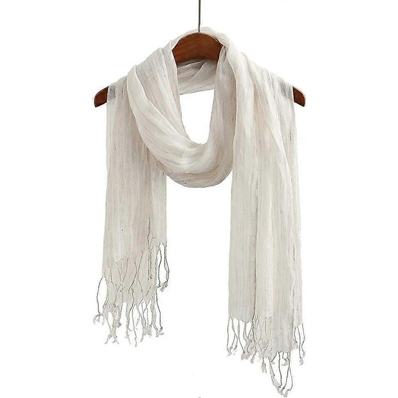 Cotton or linen scarf light shawl unisex, perfect gift for anyone,beige white | Fruugo SG
