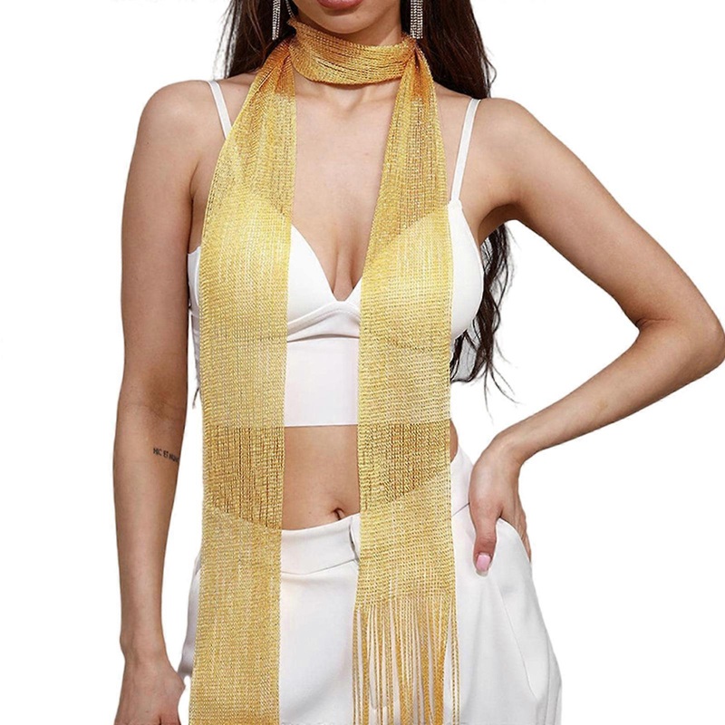 Fashion Masquerades Sheer Scarf Wedding Party for Woman Neck Wrap Casual Collar with Shinning Tassels Female Scarf  Khaki | Fruugo SG