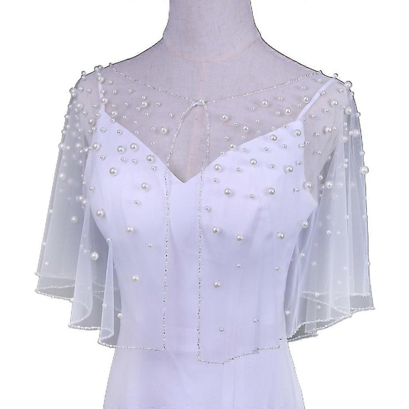 Female Summer Wedding for Jacket Bolero Pearl Beads Embroidery Bridal Sunscreen Shawl Wraps Evening Cape Cover | Fruugo SG