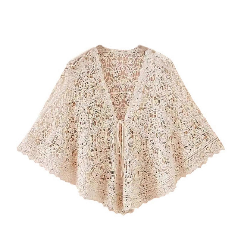 Graceful Knitted Shawl for Special Event Wrap Casual Costume Crocheted  Comfortable Wrap Flower for Blouse  Apricot | Fruugo SG