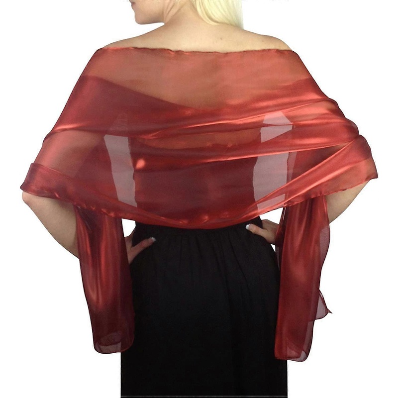 Iridescent Wrap Stole Shawl For Weddings Bridal Bridesmaids Proms & Parties,Deep Red | Fruugo SG