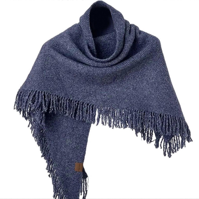 Knitted Scarf With Tassels Soft Warm Neck Wrap Winter Outdoor Neckerchief for Winter Outdoor Activity  Navy Blue | Fruugo SG