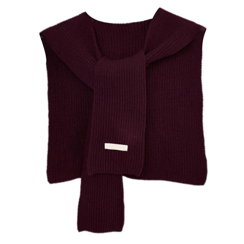Korean Style Neck Guard Scarve Solid Color Woman’s Knitted Warm Shawl Wrap Shoulder Faux Collar Capes Knotted Scarf  Purple red | Fruugo SG