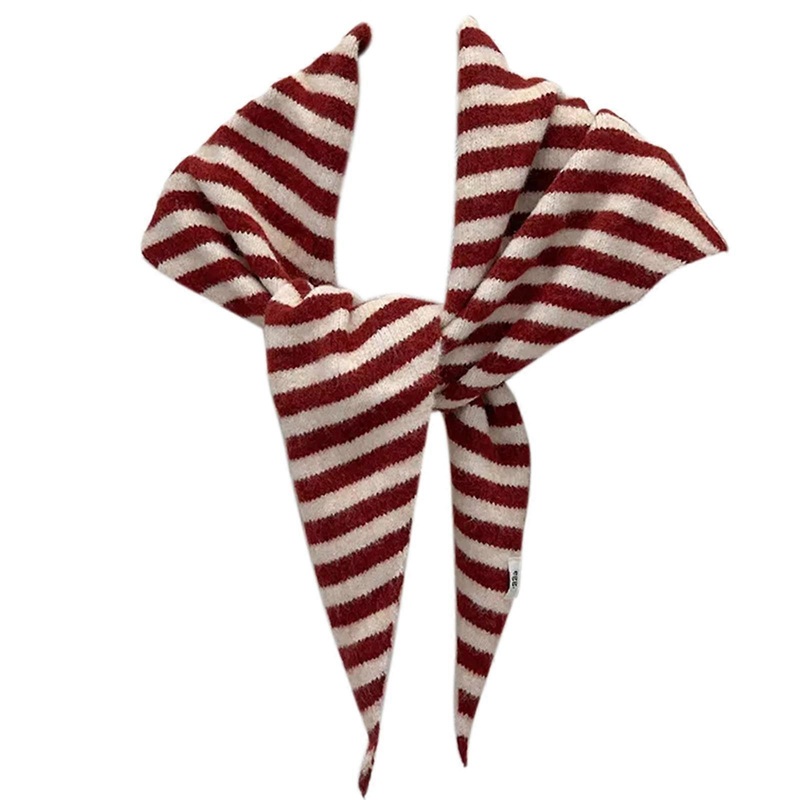 Korean Style Women’s Striped Knitted Triangular Scarf Shawl for Winter Warmth Faux Wool Large Shoulder Neck Wrap Capelet  Red | Fruugo SG
