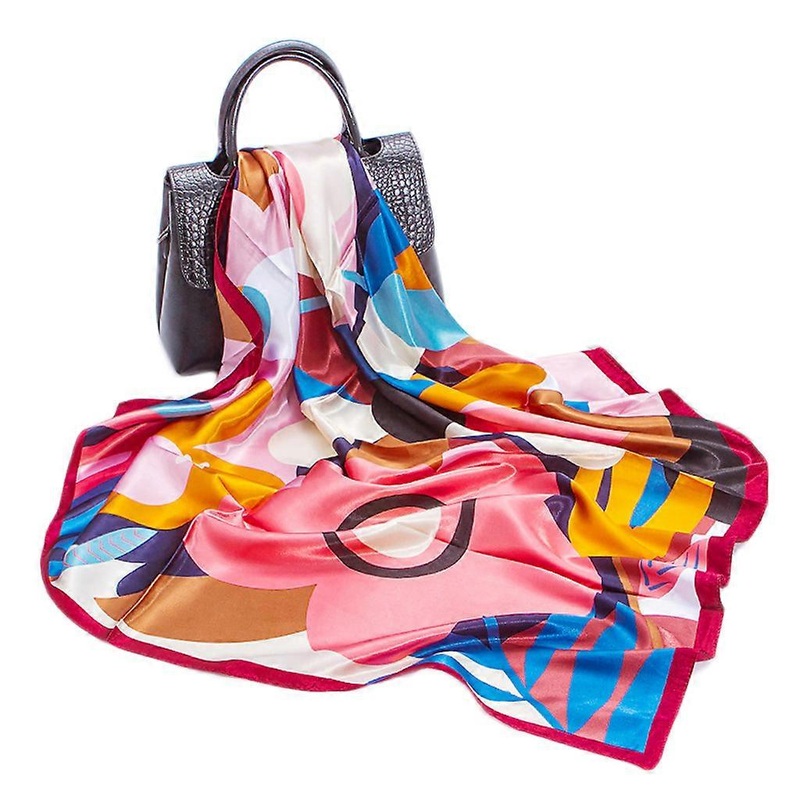 Luxury Square Imitated Silk Scarf Women Plain Striped Line Shawls and Wraps Fashion Bag Scarfs Hair Tie Bandanas Hijab  Burgundy edge | Fruugo SG