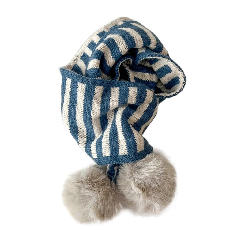 Trendy Kid Winter Scarf with Striped Designs & Cute Pom Pom Decorations Soft and Comfortable Winter Scarf for Children  Blue | Fruugo SG
