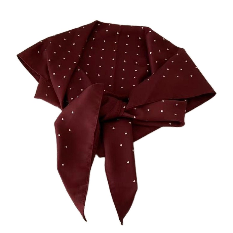 Triangular Silk Scarf Elegant Head Scarf Dotted Bandana Headwrap Neck Scarf Women Dinner Party Props Fashion Accessory  Burgundy | Fruugo SG