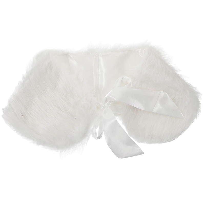 White Fluffy Shawl Warmth Wrap For Little Girls Beige Acetate Fiber 1Set | Fruugo SG