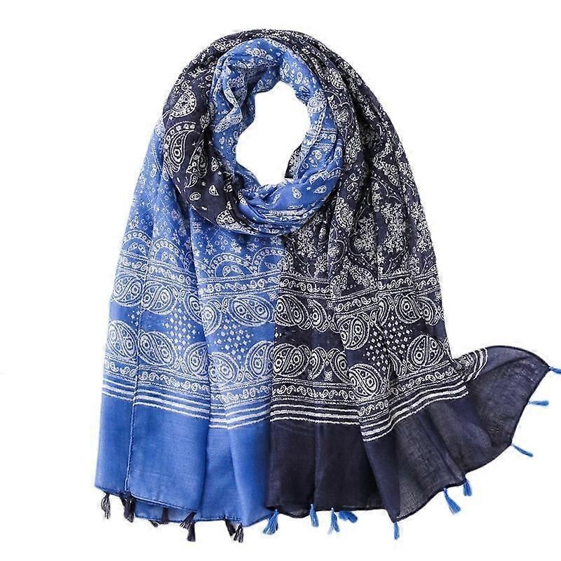 Women’s Boho Scarf Lightweight Floral Print Scarf Fall/Winter Fashion Fringe Scarf Shawl,Birthday Gift,Christmas Gift-SL1908-021 Blue | Fruugo SG