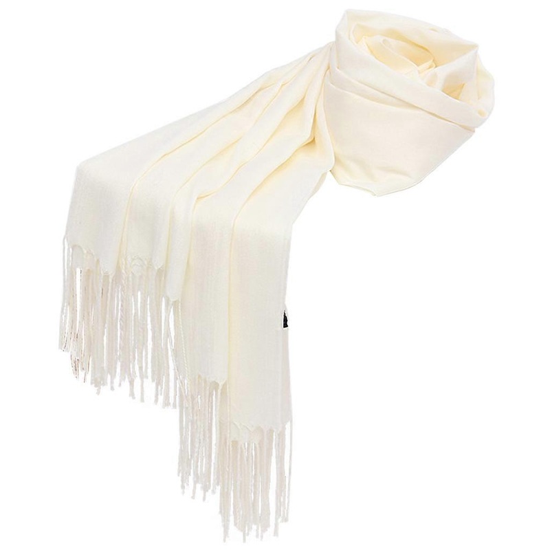 Womens Scarf Solid Autumn Winter Hijab Pashmina Long Shawl Wraps Bandana Tassels  White | Fruugo SG