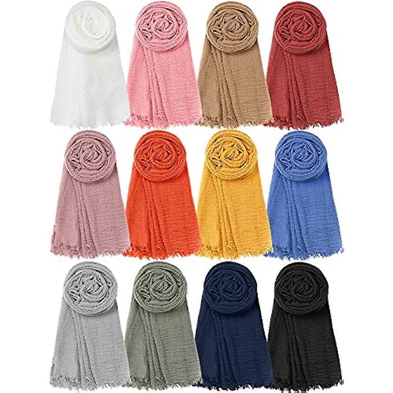 12 Pieces Long Head Wraps Scarf for Women Lightweight Shawl Turban Hijab Scarf Solid Color Soft Head Scarf for Women Girls, 35.5 x 70.9 Inch, Multicol | Fruugo SG