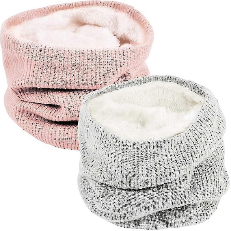 2 Pack Scarf Winter Double-layer Neck Warmer Knit Fleece Lined Circle Loop Scarves Gifts | Fruugo SG