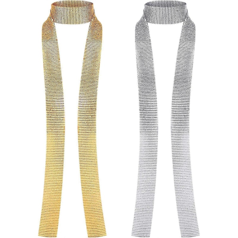 2 Pieces Sparkle Metal Sequins Neck Tie Scarf Glitter Tie Shawls Thin Skinny Tie Shawls Neckerchief for Party Evening, Beach Swimwear Party, Daily Wea | Fruugo SG