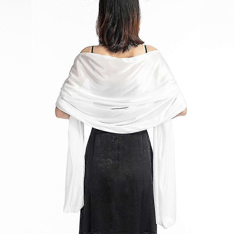 betterlifefg-scarf dress party wrap wedding satin solid shawl shrug boleros (white) | Fruugo SG