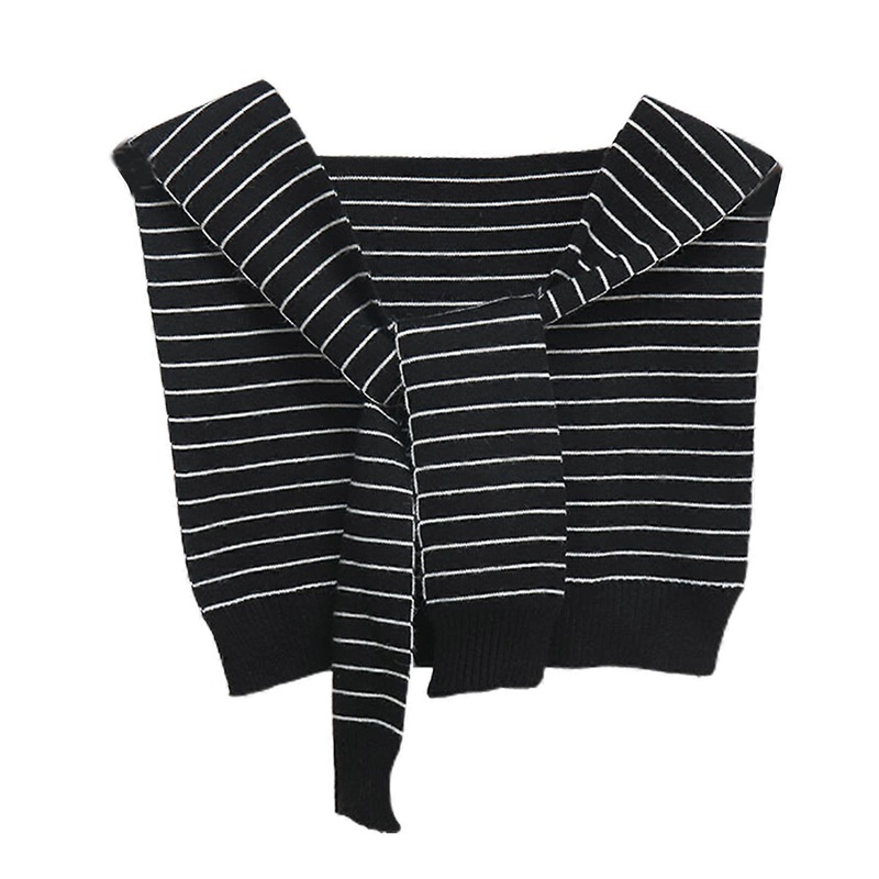 Knitted Shawl Scarf Decorative Sleeves Shawl Stretchy Wrap Shawls Women Female Casual Wear Cardigan Shawl Scarves Cape  striped black | Fruugo SG