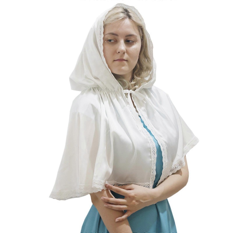 Lace Shawls Lace Chapel Veil, White Hooded Cloak Wrap Lady Mantilla Princess Costume Photography Hoodie for Masquerade | Fruugo SG