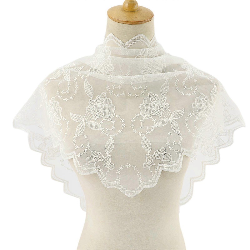 Lace Triangle Scarf Floral headscarf Floral embroidery Veil Summer Hijab Shawl Scarf Tudung Hijab Headcovering Scarf  White | Fruugo SG