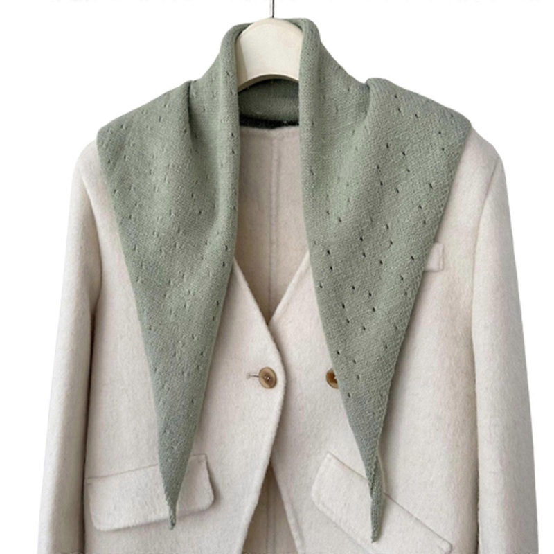 Ladies Triangle Scarf Elegant Style Girls Solid Color Triangle Knitted Scarf Fashion Shawl Street Casual Neckerchief  Aqua green | Fruugo SG