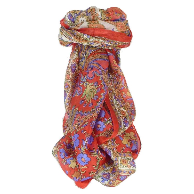 Mulberry Silk Traditional Long Scarf Dhar Flame by Pashmina & Silk | Fruugo SG