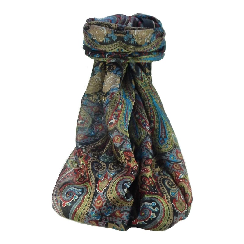 Mulberry Silk Traditional Long Scarf Ramnagar Pink by Pashmina & Silk | Fruugo SG